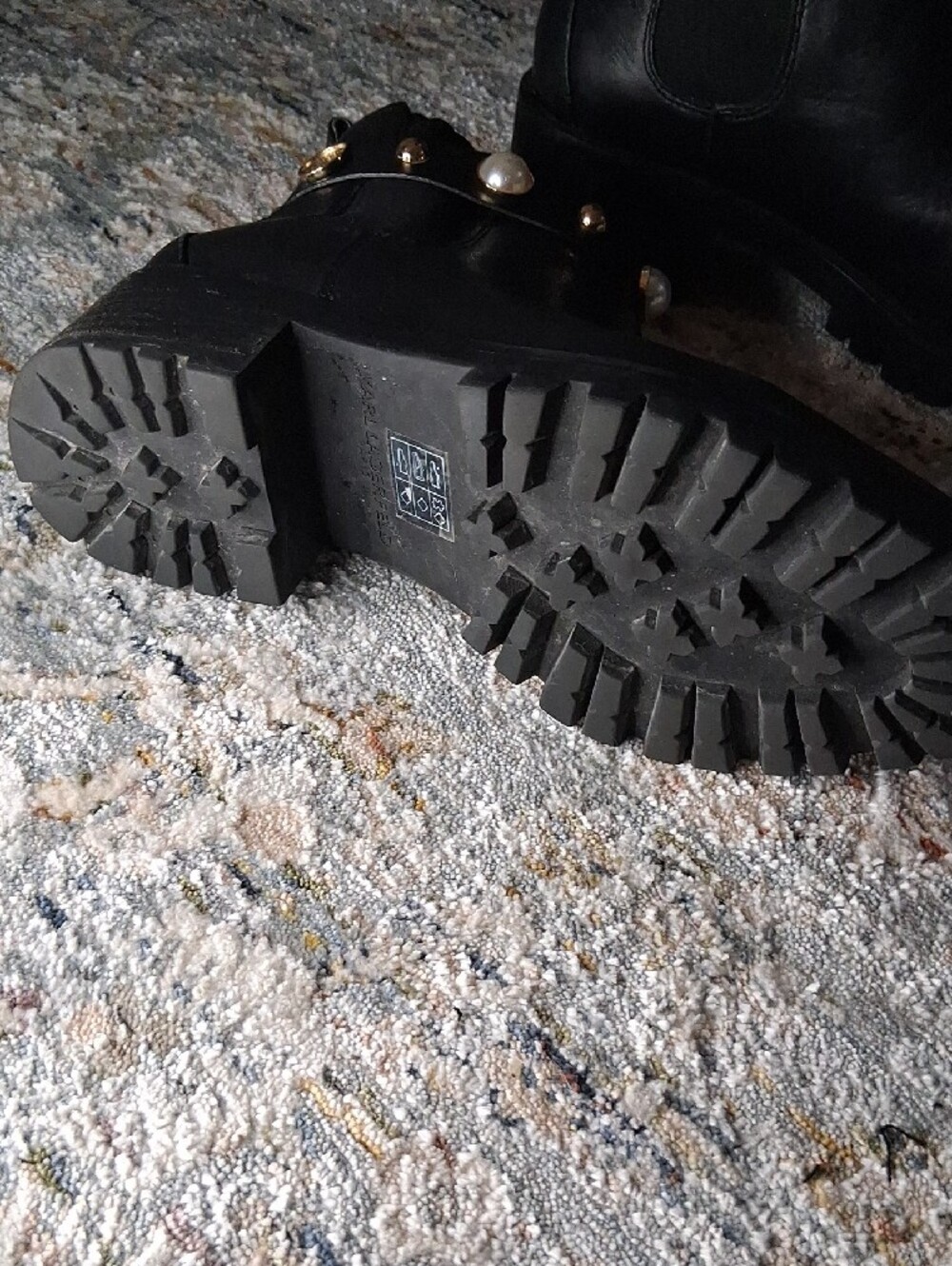 Karl Lagerfeld Black Pearl-Embellished Ankle Booties - Picture 7 of 8